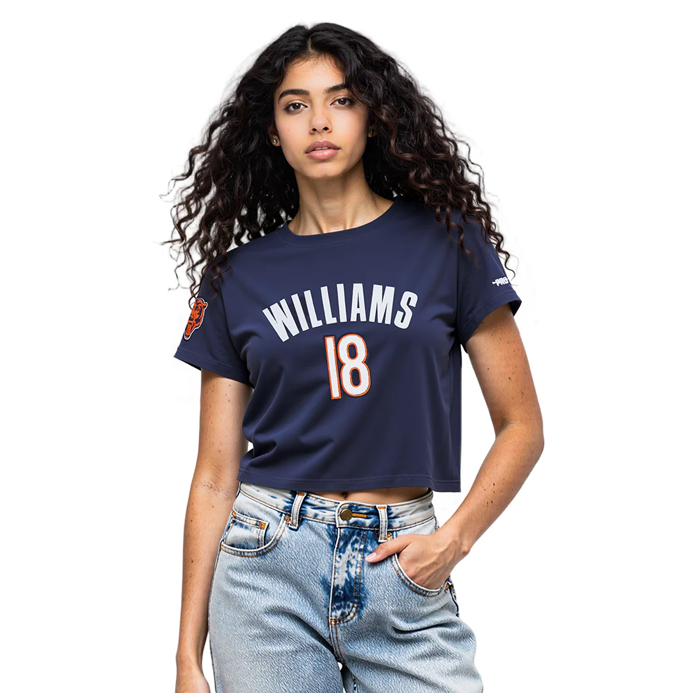 NFL CHICAGO BEARS CALEB WILLIAMS #18 CLASSIC PNN WOMEN'S SJ BOXY TEE (MIDNIGHT NAVY)