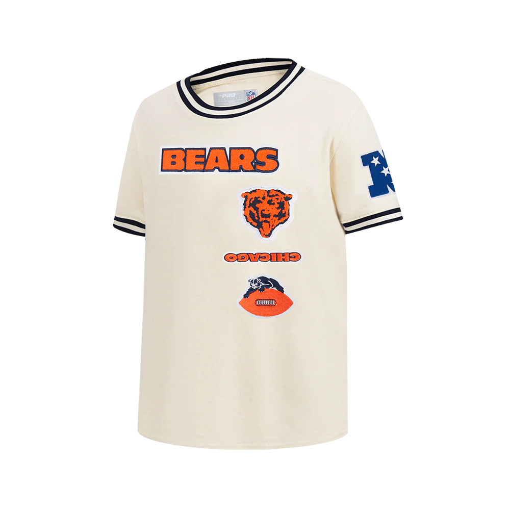 NFL CHICAGO BEARS RETRO CLASSIC BIG BOY'S SS STRIPED RIB TEE (EGGSHELL/ MIDNIGHT NAVY)