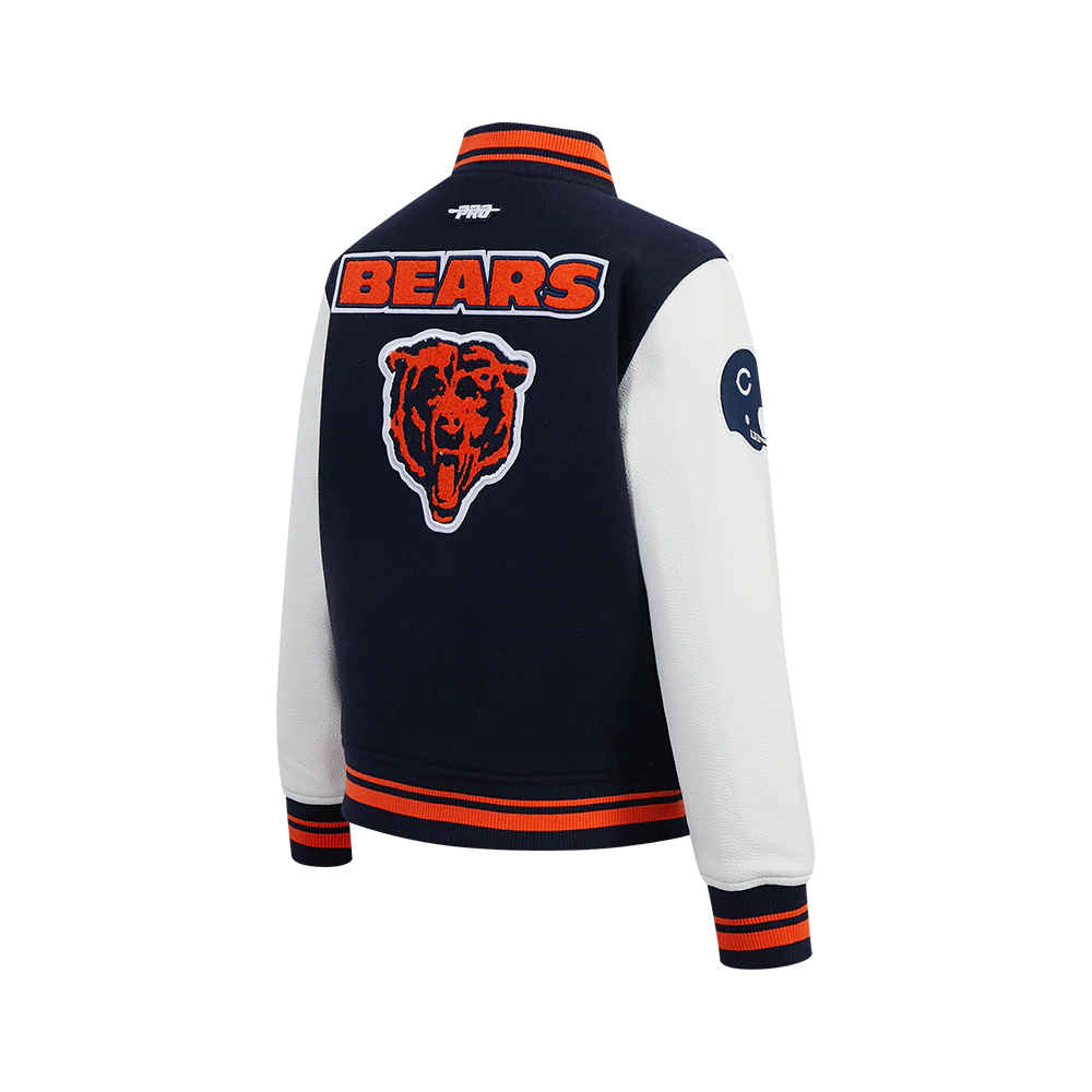NFL CHICAGO BEARS RETRO CLASSIC BIG BOYS RIB WOOL VARSITY JACKET (MIDNIGHT NAVY/ORANGE/MIDNIGHT NAVY) - Image 4