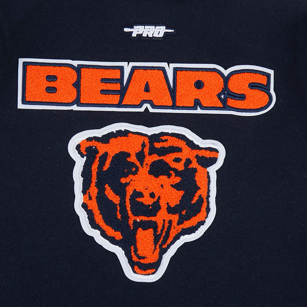 NFL CHICAGO BEARS RETRO CLASSIC BIG BOYS RIB WOOL VARSITY JACKET (MIDNIGHT NAVY/ORANGE/MIDNIGHT NAVY) - Image 5