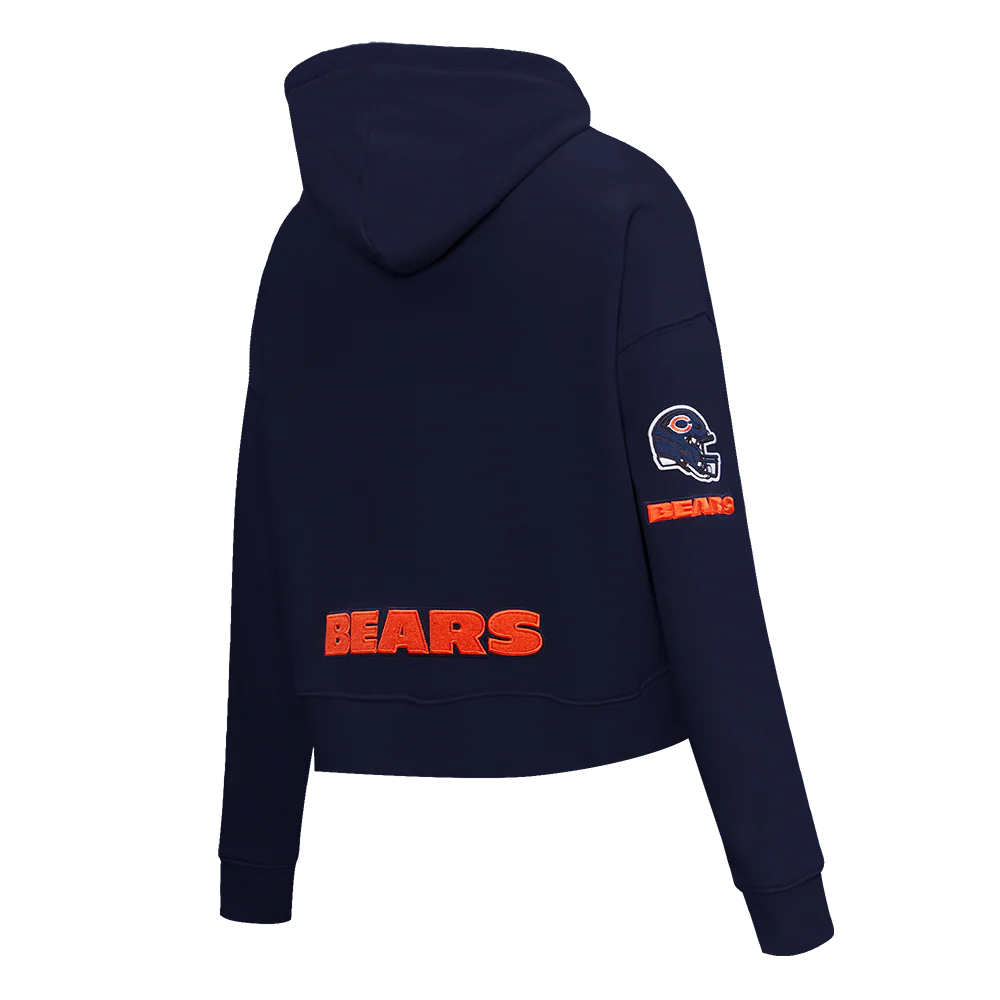NFL CHICAGO BEARS CLASSIC WOMEN'S FLEECE CROPPED PULLOVER HOODIE (MIDNIGHT NAVY) - Image 3