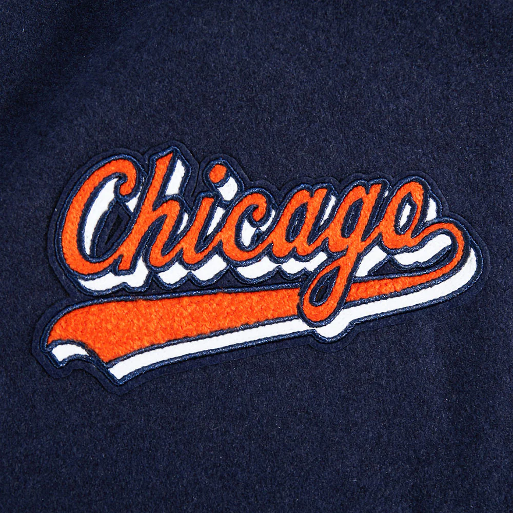 NFL CHICAGO BEARS SCRIPT TAIL WOMEN'S WOOL VARSITY JACKET (MIDNIGHT NAVY/ORANGE/MIDNIGHT NAVY) - Image 8