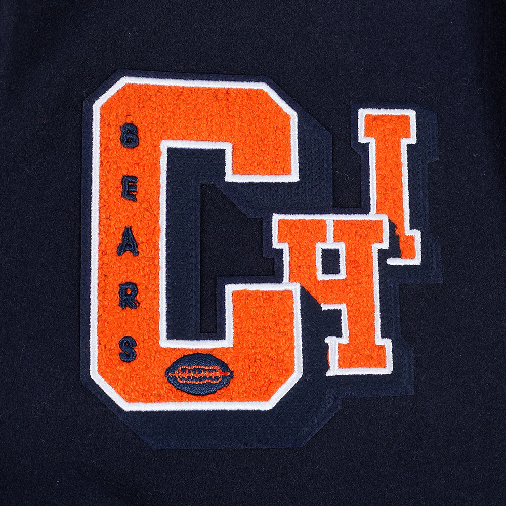 NFL CHICAGO BEARS BEST OF WOMEN'S CROPPED RIB WOOL VARSITY JACKET (MIDNIGHT NAVY/ORANGE/MIDNIGHT NAVY) - Image 5