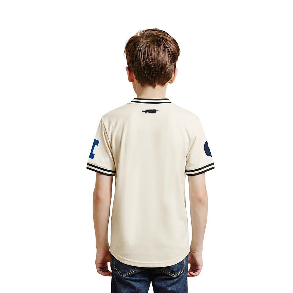 NFL CHICAGO BEARS RETRO CLASSIC LITTLE BOYS SHORT SLEEVE STRIPED RIB TEE (EGGSHELL/ MIDNIGHT NAVY) - Image 2