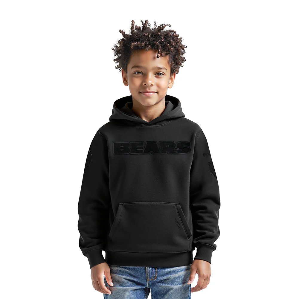 NFL CHICAGO BEARS TRIPLE BLACK LITTLE BOYS FLEECE PULLOVER HOODIE (BLACK)