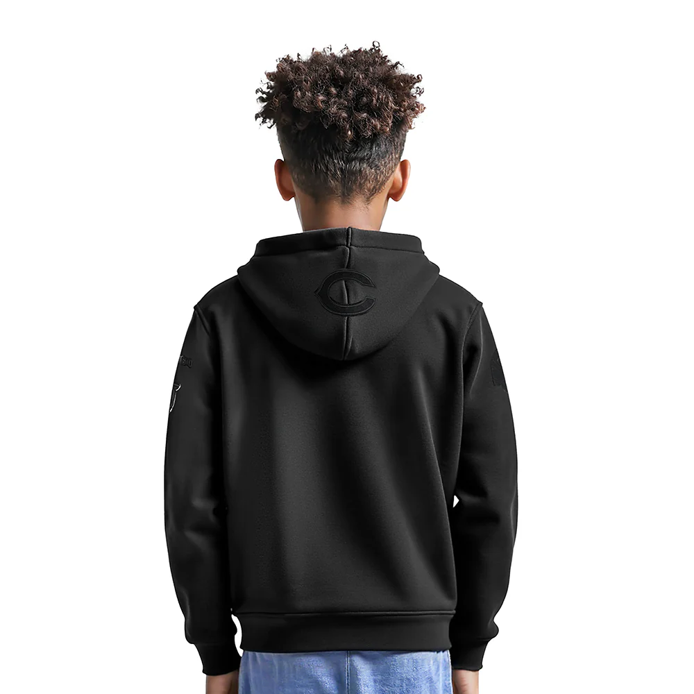 NFL CHICAGO BEARS TRIPLE BLACK LITTLE BOYS FLEECE PULLOVER HOODIE (BLACK) - Image 2