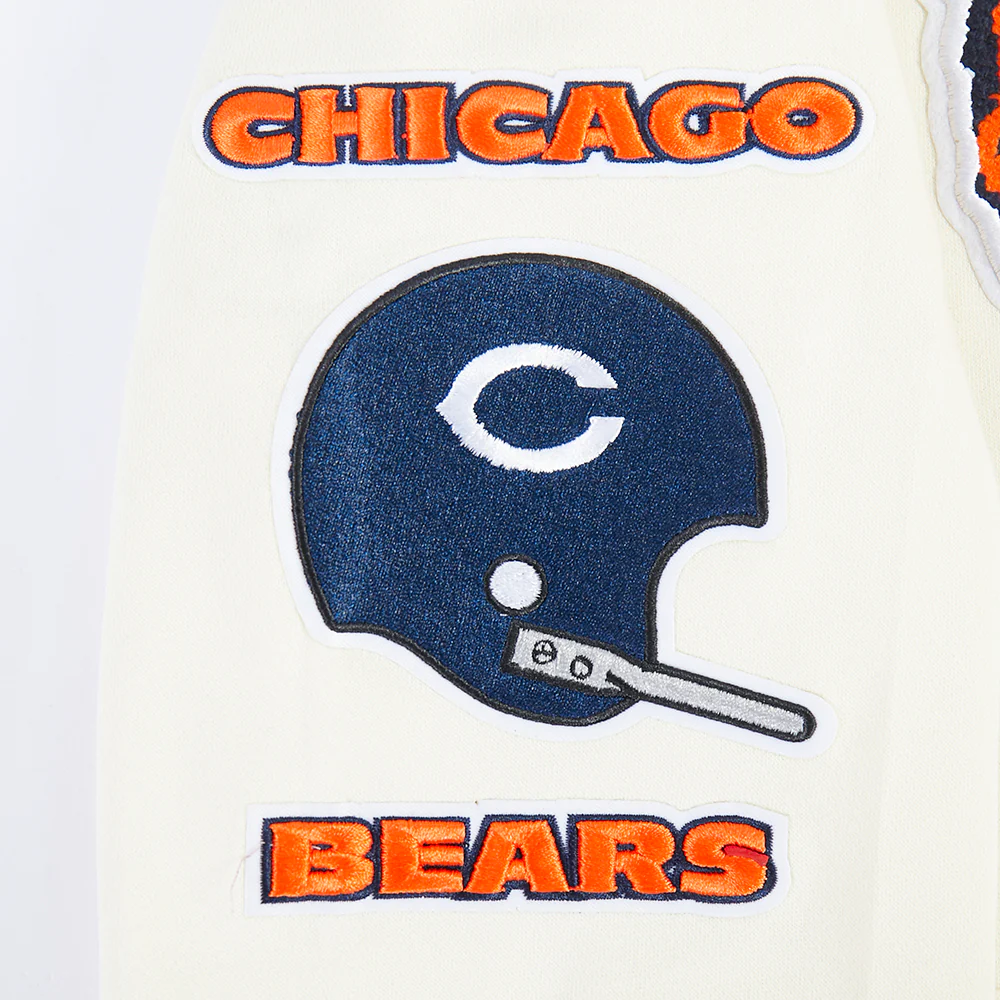 NFL CHICAGO BEARS RETRO CLASSIC LITTLE BOYS RIB FLEECE PULLOVER HOODIE (EGGSHELL/ MIDNIGHT NAVY) - Image 7