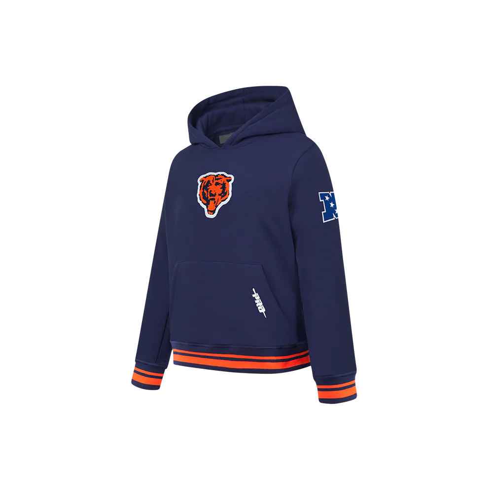 NFL CHICAGO BEARS RETRO CLASSIC LITTLE BOYS RIB FLEECE PULLOVER HOODIE (MIDNIGHT NAVY/ORANGE/MIDNIGHT NAVY) - Image 3