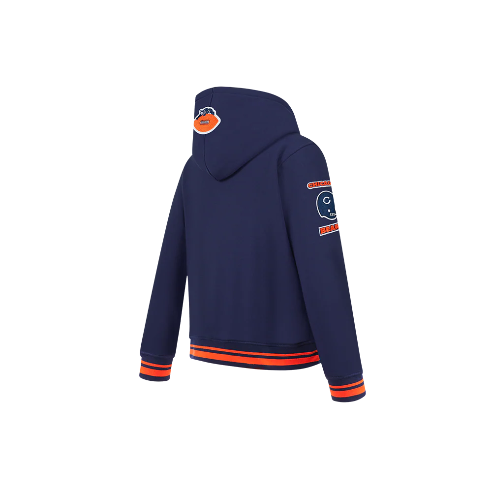 NFL CHICAGO BEARS RETRO CLASSIC LITTLE BOYS RIB FLEECE PULLOVER HOODIE (MIDNIGHT NAVY/ORANGE/MIDNIGHT NAVY) - Image 4