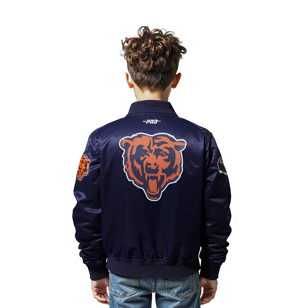 NFL CHICAGO BEARS CLASSIC LITTLE BOYS SATIN JACKET (MIDNIGHT NAVY)
