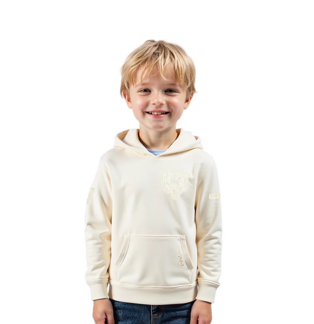 NFL CHICAGO BEARS NEUTRAL TODDLER BOYS FLEECE PULLOVER HOODIE (EGGSHELL)