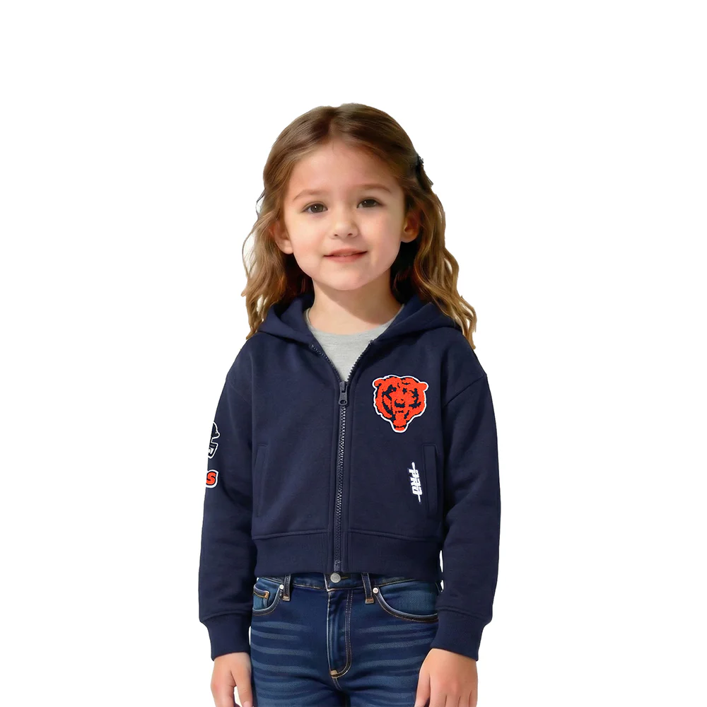 NFL CHICAGO BEARS CLASSIC TODDLER GIRLS FLEECE FULL ZIP HOODIE (MIDNIGHT NAVY)