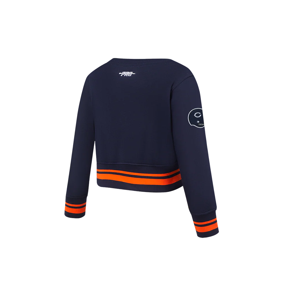 NFL CHICAGO BEARS RETRO CLASSIC TODDLER GIRLS RIB FLEECE CREWNECK (MIDNIGHT NAVY/ORANGE/MIDNIGHT NAVY) - Image 2