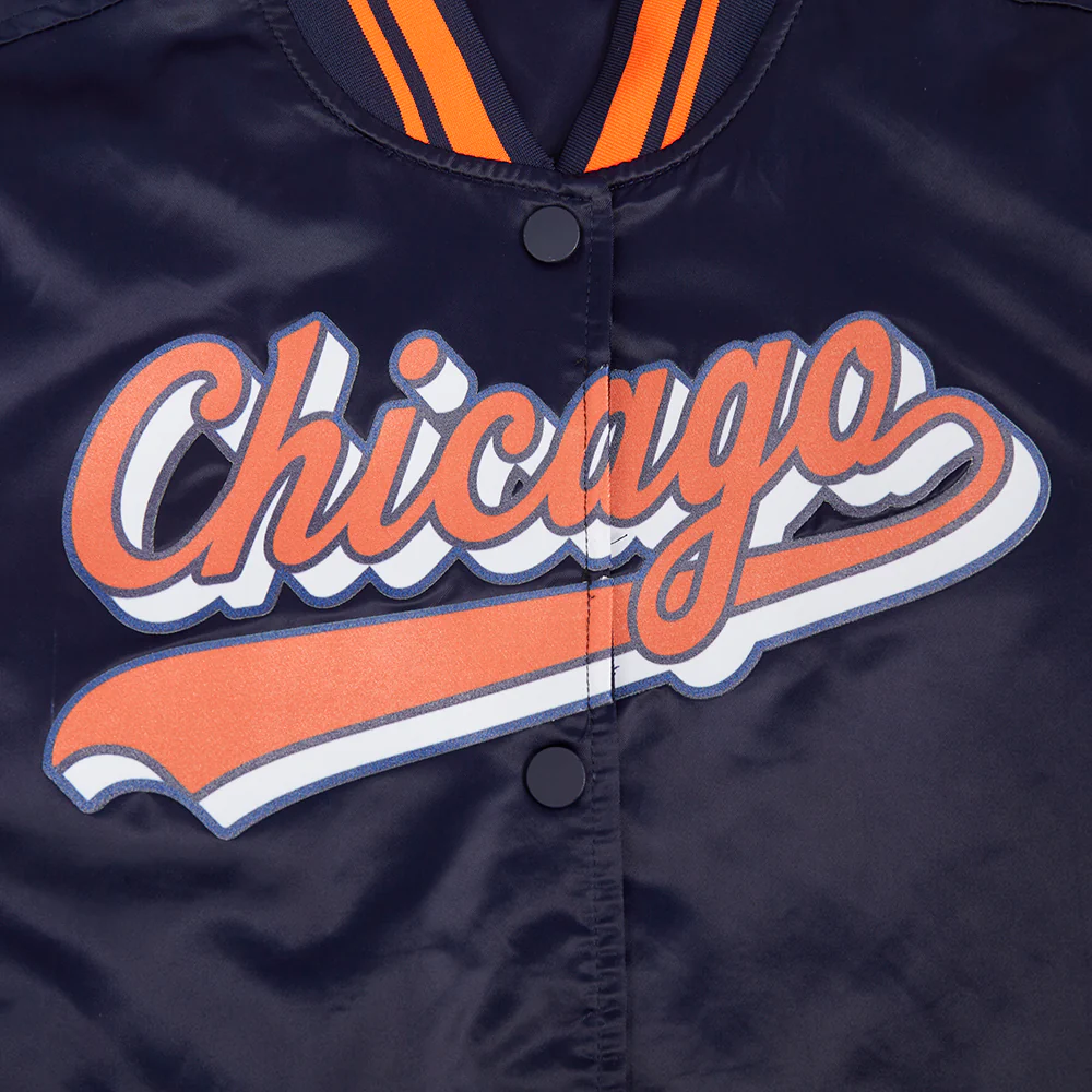 NFL CHICAGO BEARS SCRIPT TAIL WOMEN'S SATIN JACKET (MIDNIGHT NAVY/ORANGE/MIDNIGHT NAVY) - Image 11