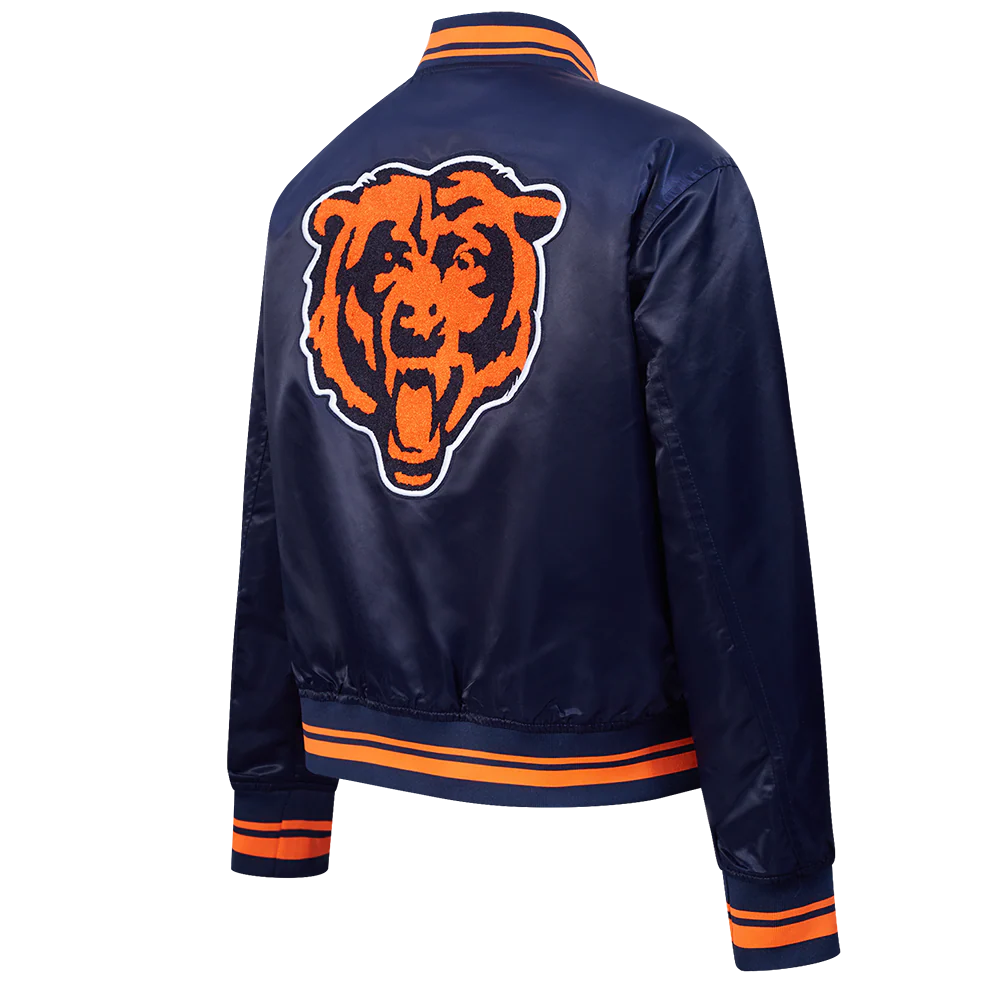 NFL CHICAGO BEARS MASHUP WOMEN'S RIB SATIN JACKET (MIDNIGHT NAVY/ORANGE/MIDNIGHT NAVY) - Image 4
