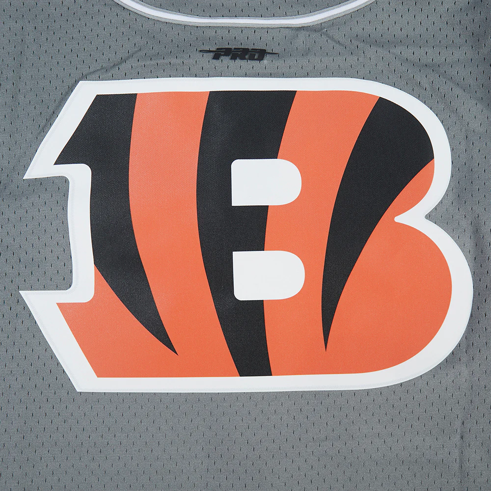 NFL CINCINNATI BENGALS SCRIPT TAIL MEN'S MESH BUTTON DOWN SHIRT (GRAY) - Image 7