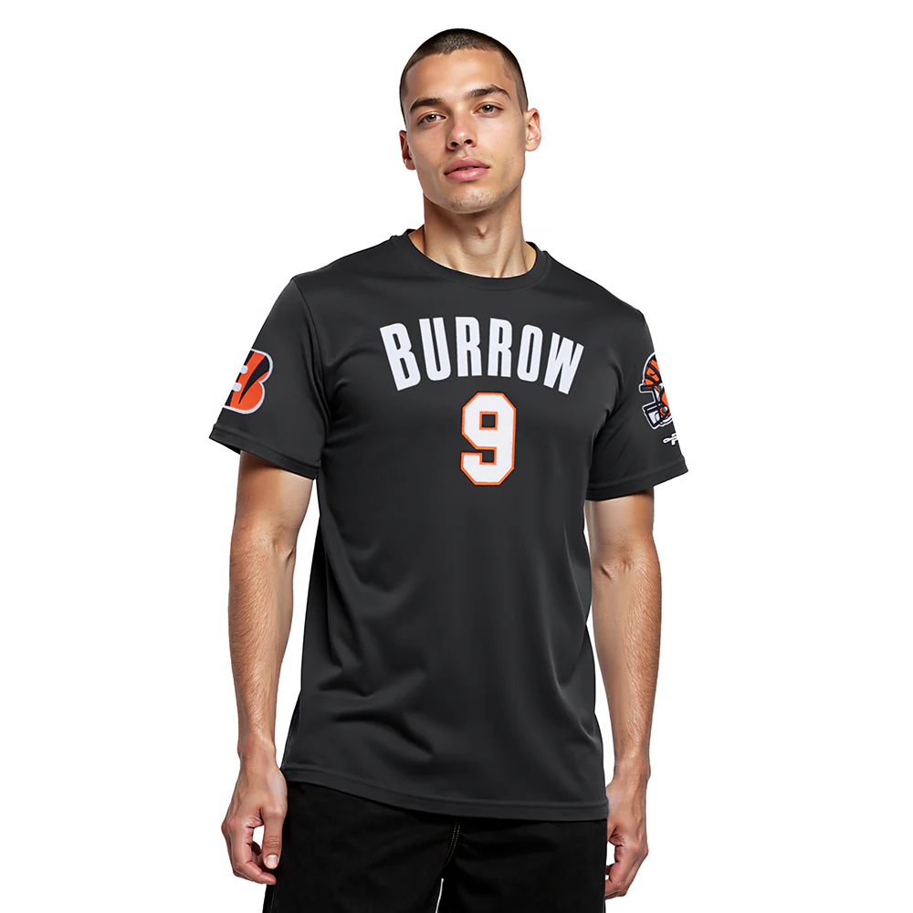 NFL CINCINNATI BENGALS JOE BURROW #9 CLASSIC PNN MEN'S SJ TEE (BLACK)