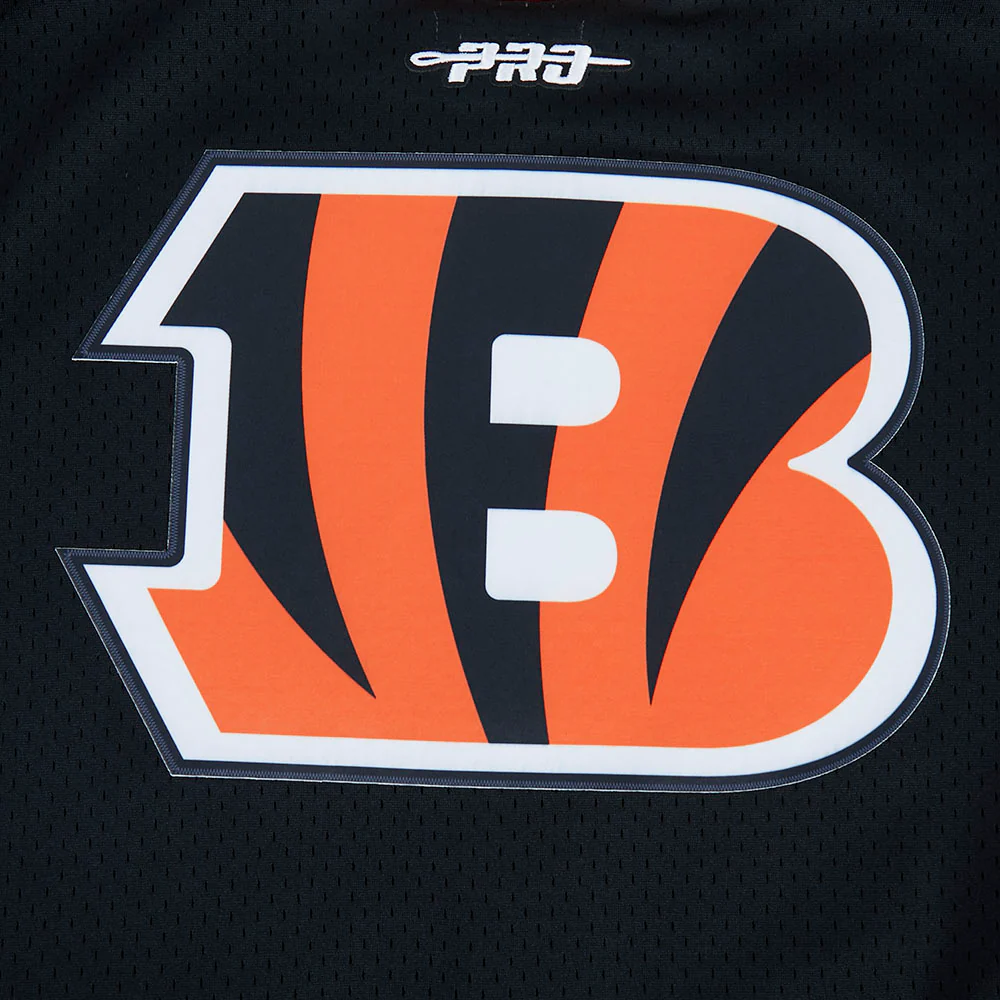 NFL CINCINNATI BENGALS JOE BURROW #9 CLASSIC MESH PNN MEN'S MESH BUTTON DOWN SHIRT (BLACK/ORANGE) - Image 5