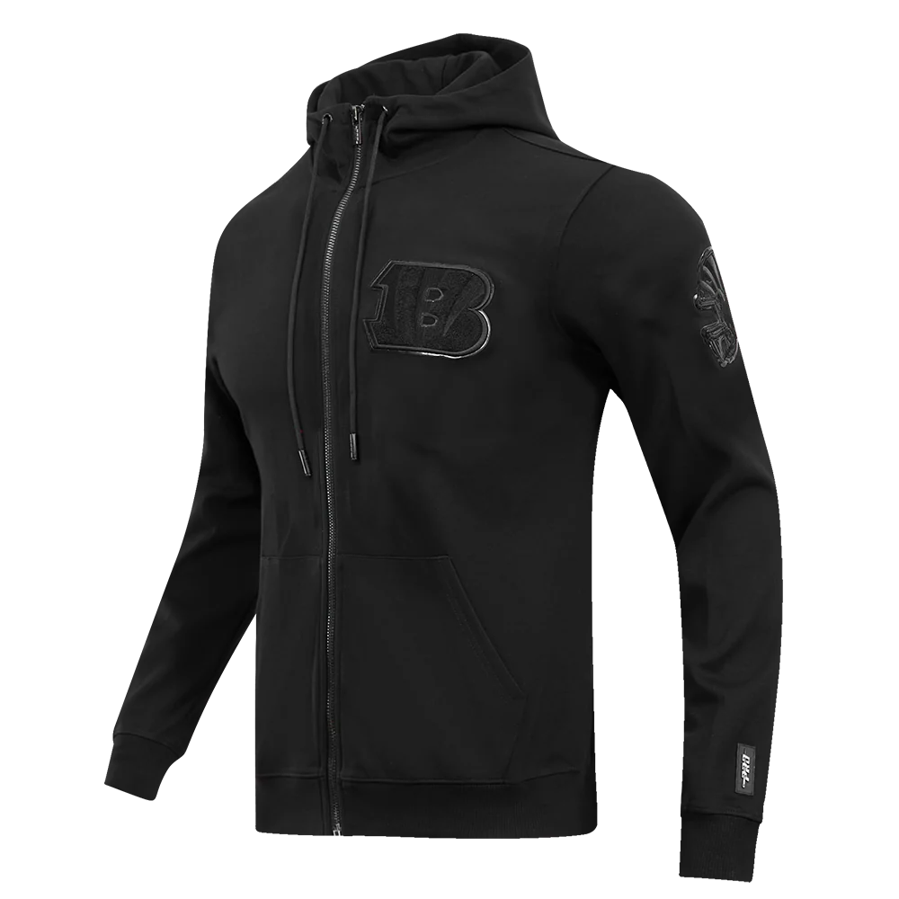 NFL CINCINNATI BENGALS TRIPLE BLACK FULL ZIP HOODIE  (TRIPLE BLACK) - Image 2
