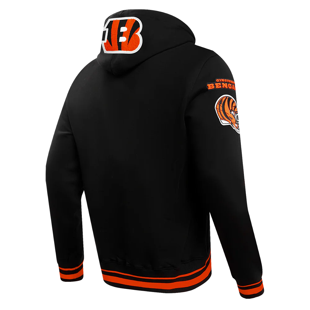 NFL CINCINNATI BENGALS MASHUP MEN'S RIB PULLOVER HOODIE (BLACK/ORANGE) - Image 3