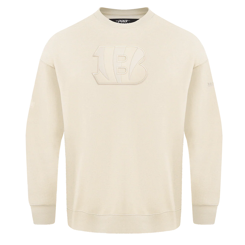 NFL CINCINNATI BENGALS NEUTRAL DROP SHOULDER FLEECE CREWNECK (EGGSHELL)