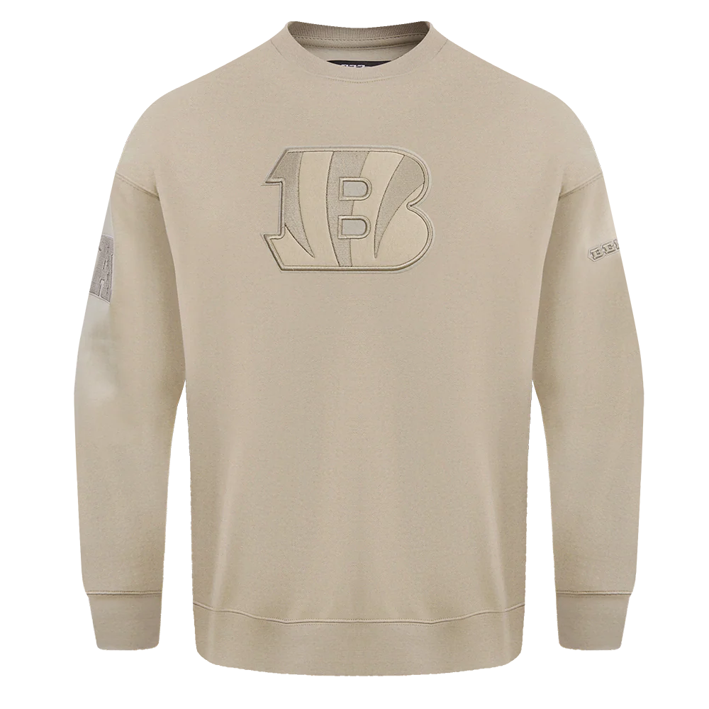 NFL CINCINNATI BENGALS NEUTRAL DROP SHOULDER FLEECE CREWNECK (TAUPE)