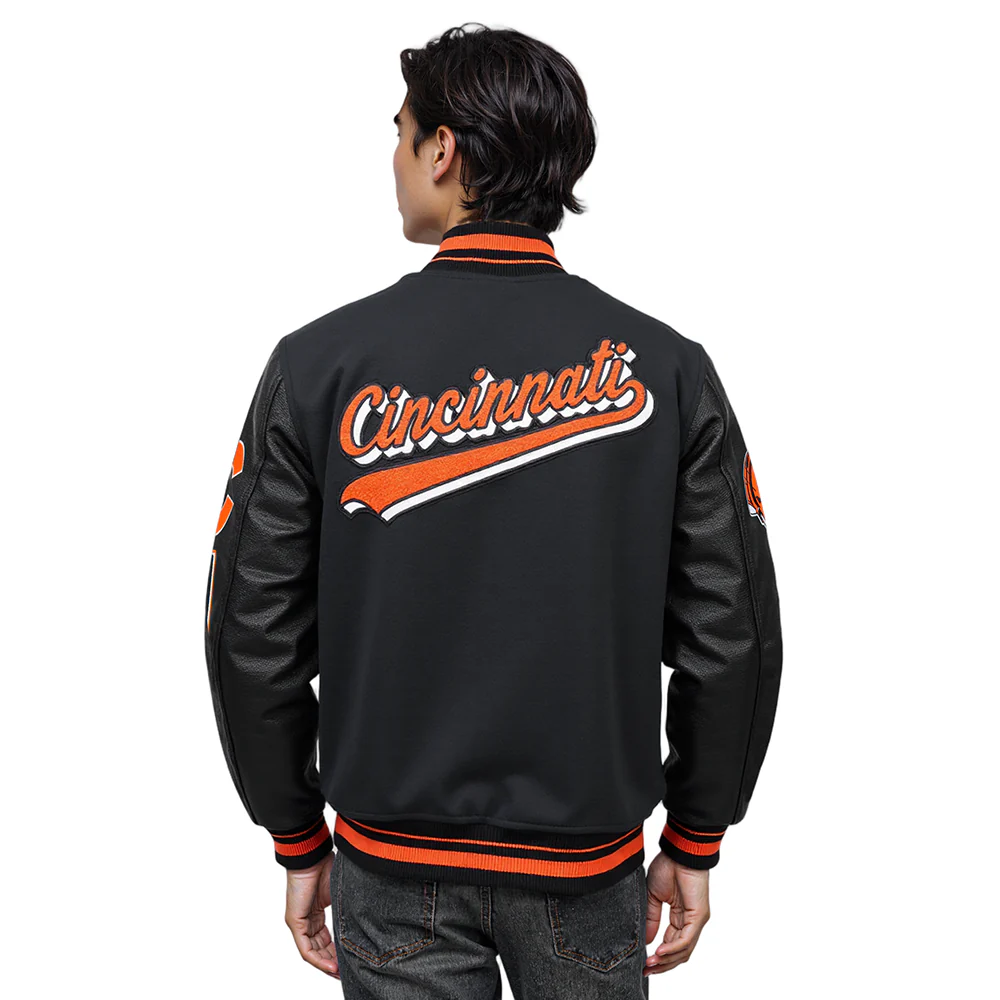 NFL CINCINNATI BENGALS SCRIPT TAIL MEN'S RIB WOOL VARSITY (BLACK/ORANGE)