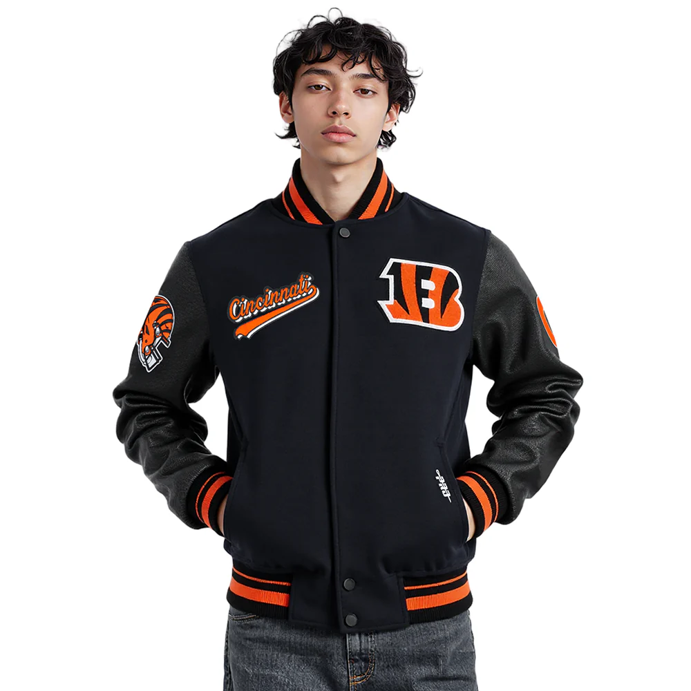 NFL CINCINNATI BENGALS SCRIPT TAIL MEN'S RIB WOOL VARSITY (BLACK/ORANGE) - Image 10
