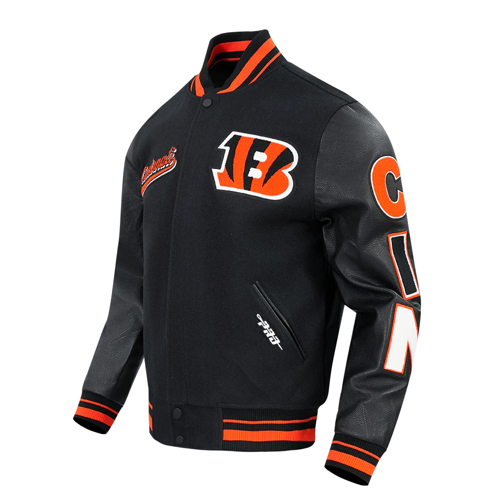 NFL CINCINNATI BENGALS SCRIPT TAIL MEN'S RIB WOOL VARSITY (BLACK/ORANGE) - Image 2