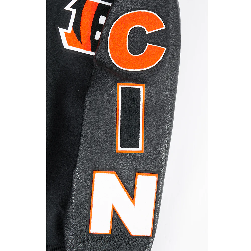 NFL CINCINNATI BENGALS SCRIPT TAIL MEN'S RIB WOOL VARSITY (BLACK/ORANGE) - Image 4