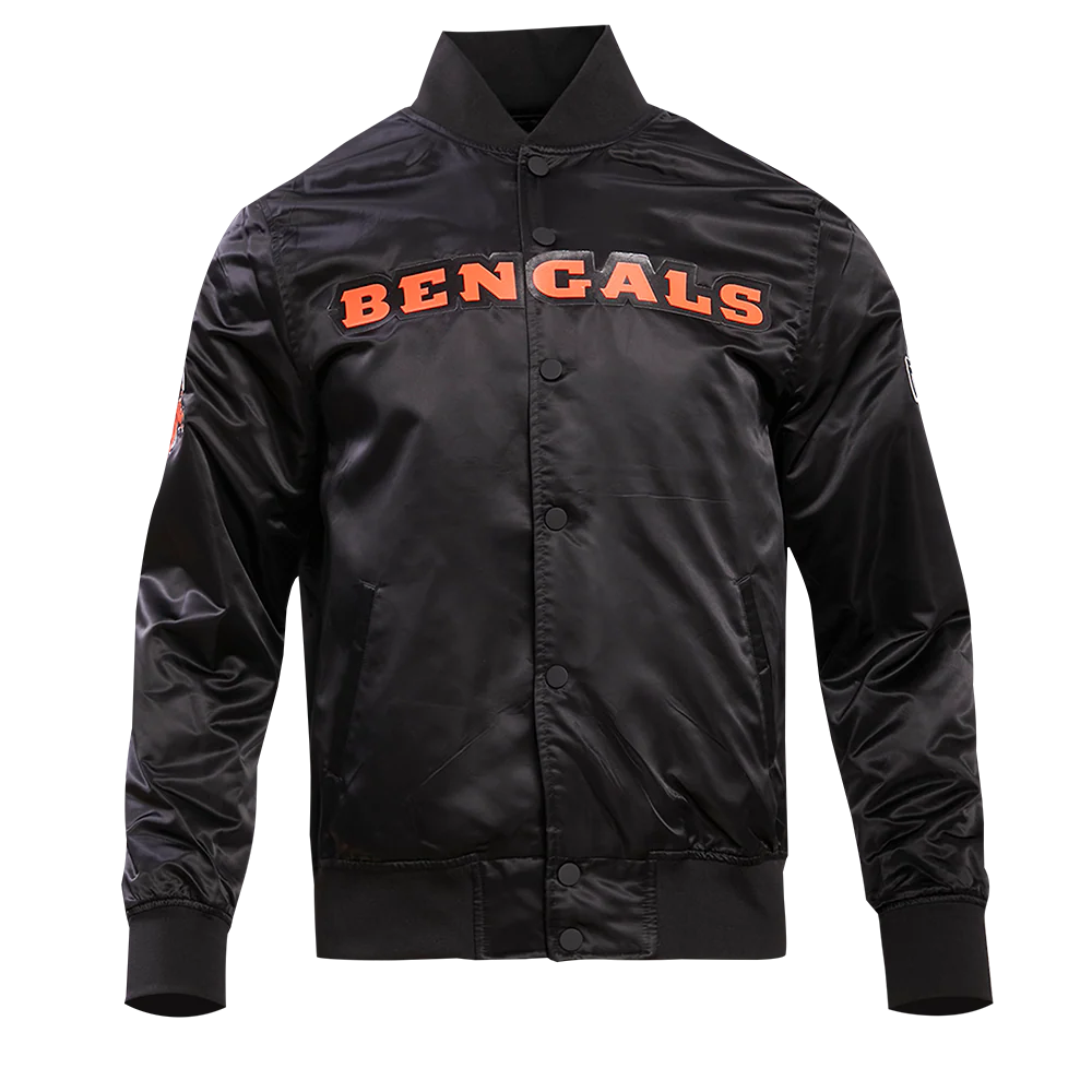NFL CINCINNATI BENGALS BIG LOGO MEN'S SATIN JACKET (BLACK)
