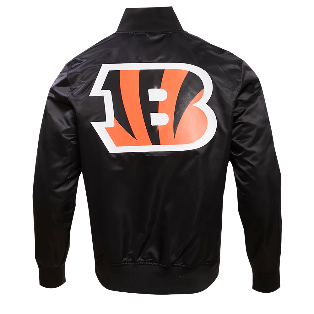 NFL CINCINNATI BENGALS BIG LOGO MEN'S SATIN JACKET (BLACK) - Image 11