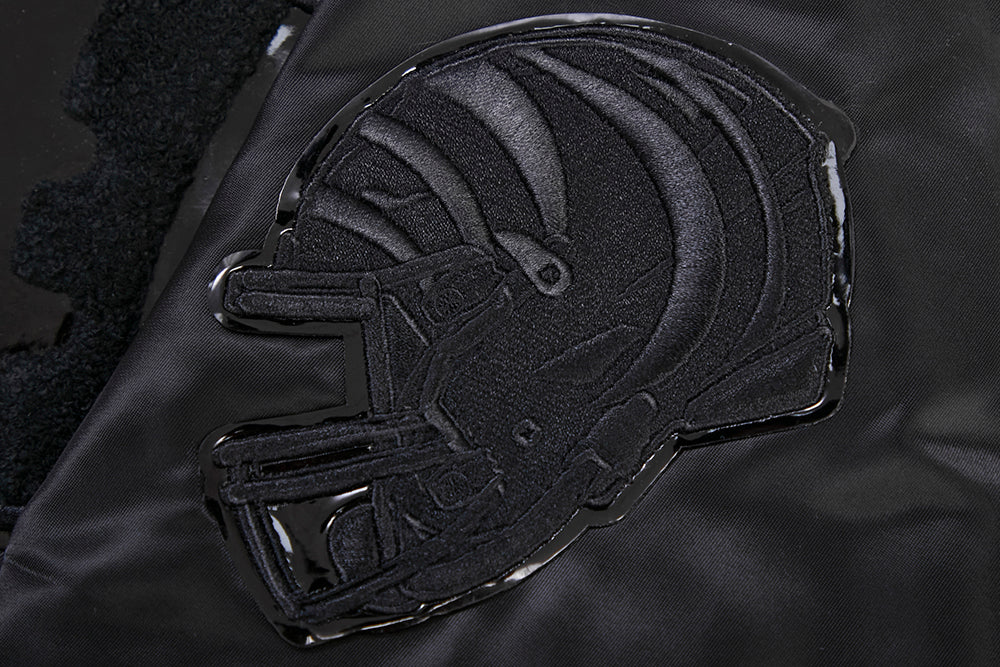 NFL CINCINATI BENGALS TRIPLE BLACK SATIN JACKET (TRIPLE BLACK) - Image 8
