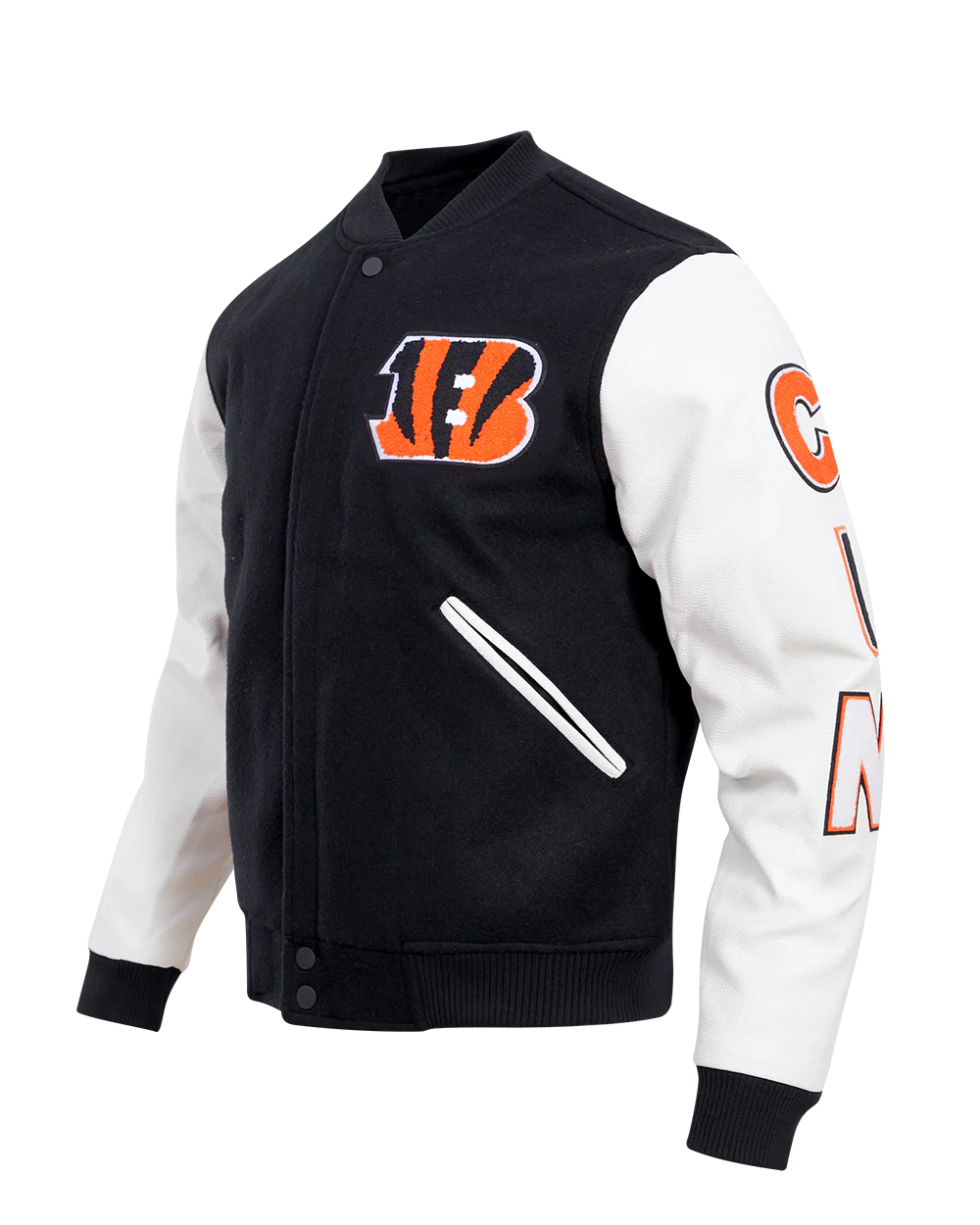 NFL CINCINNATI BENGALS CLASSIC WOOL MEN'S VARSITY JACKET (BLACK/WHITE) - Image 2
