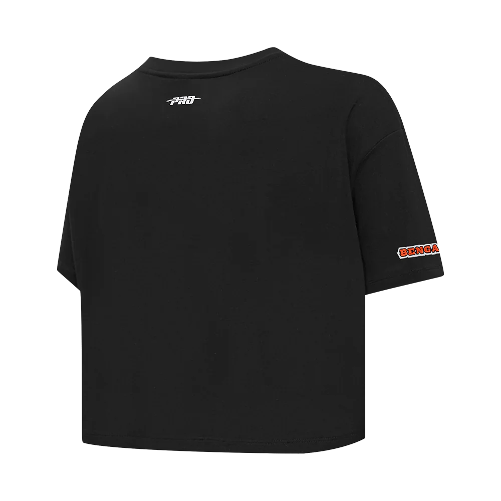 NFL CINCINNATI BENGALS SCRIPT TAIL WOMEN'S SJ BOXY TEE (BLACK) - Image 12
