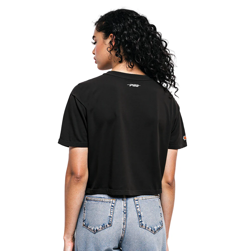 NFL CINCINNATI BENGALS SCRIPT TAIL WOMEN'S SJ BOXY TEE (BLACK) - Image 2