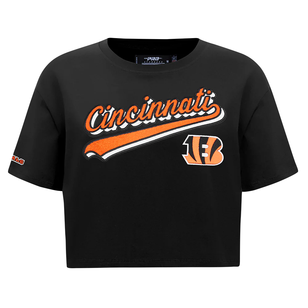 NFL CINCINNATI BENGALS SCRIPT TAIL WOMEN'S SJ BOXY TEE (BLACK) - Image 3
