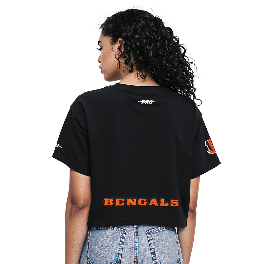 NFL CINCINNATI BENGALS JOE BURROW #9 CLASSIC PNN WOMEN'S SJ BOXY TEE (BLACK) - Image 2