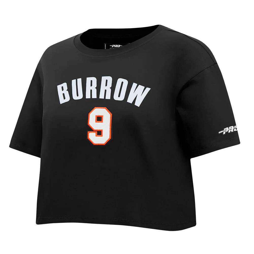 NFL CINCINNATI BENGALS JOE BURROW #9 CLASSIC PNN WOMEN'S SJ BOXY TEE (BLACK) - Image 3