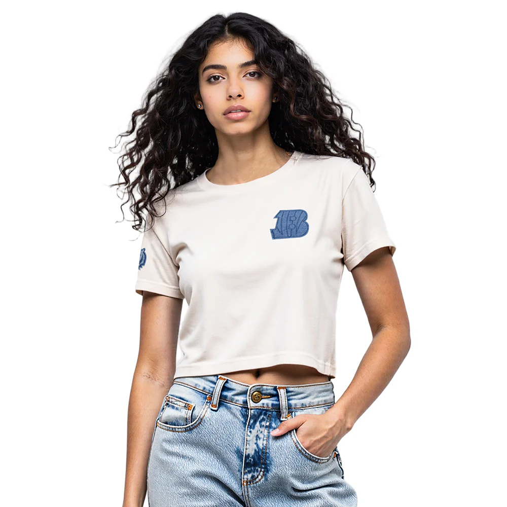 NFL CINCINNATI BENGALS VARSITY BLUES WOMEN'S SJ BOXY TEE (LINEN)