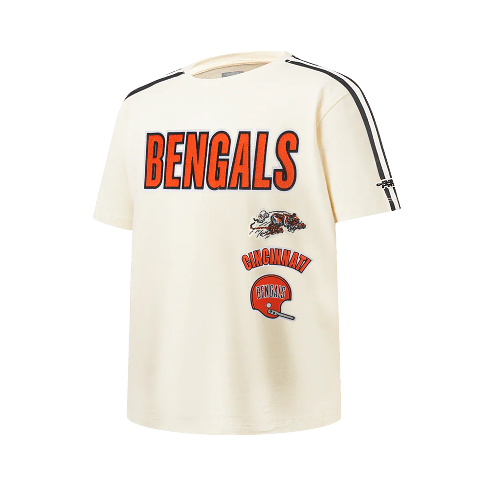 NFL CINCINNATI BENGALS RETRO CLASSIC BIG BOY'S SS TAPING TEE (EGGSHELL/ BLACK) - Image 3