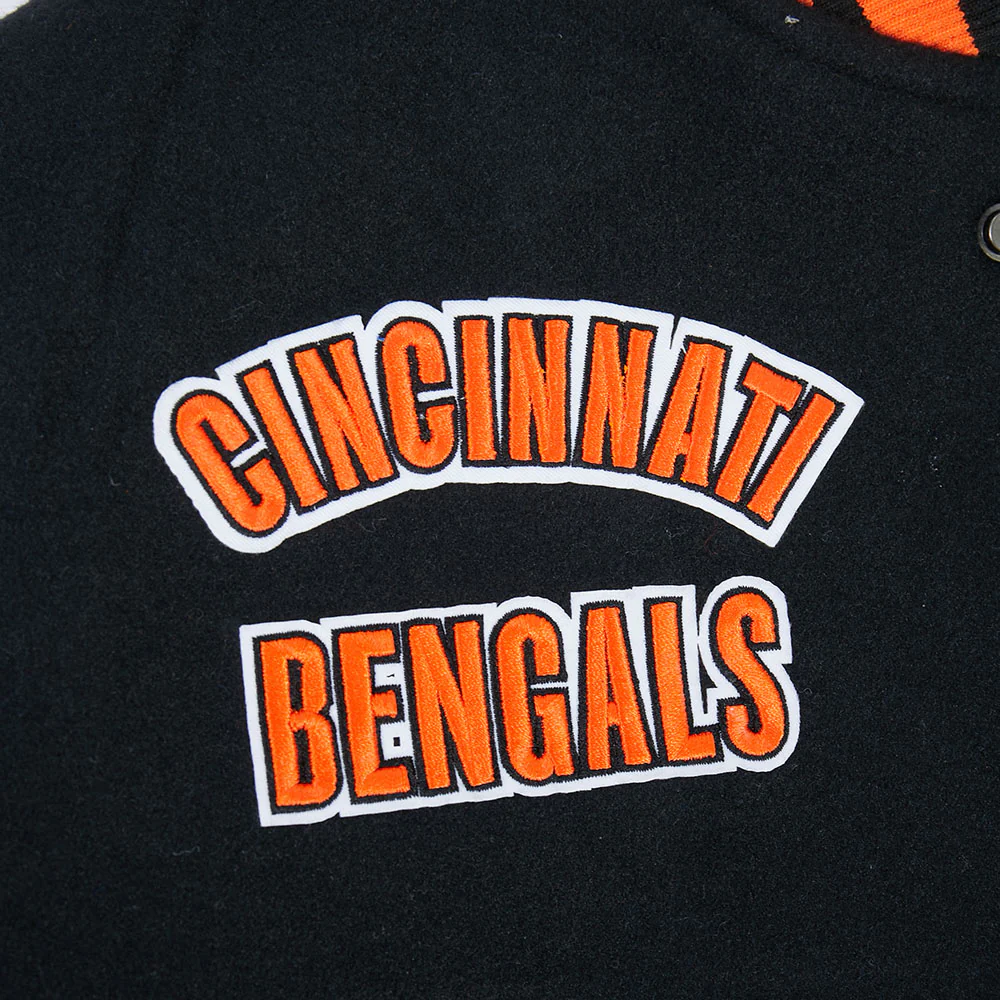 NFL CINCINNATI BENGALS RETRO CLASSIC BIG BOYS RIB WOOL VARSITY JACKET (BLACK/ORANGE) - Image 10