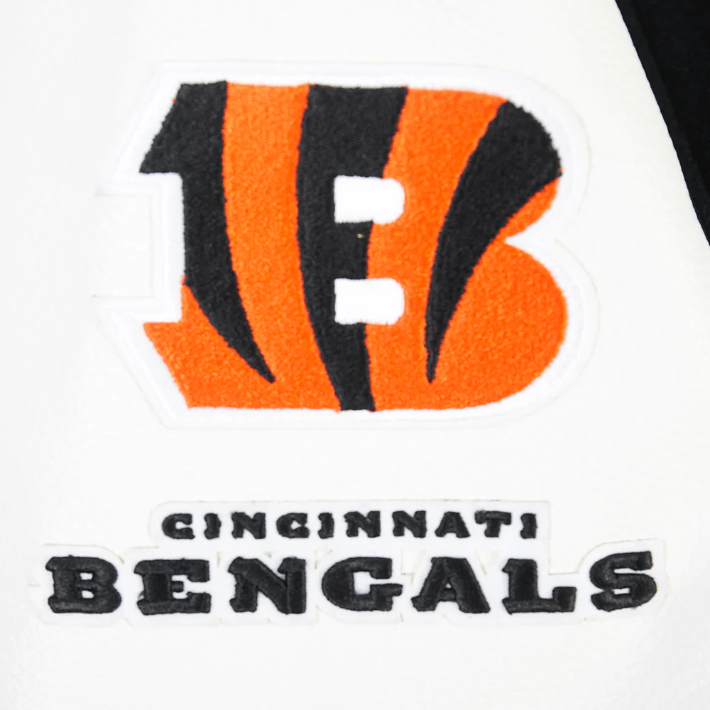 NFL CINCINNATI BENGALS CLASSIC CHENILLE BIG BOY'S WOOL VARSITY JACKET (BLACK/WHITE) - Image 6
