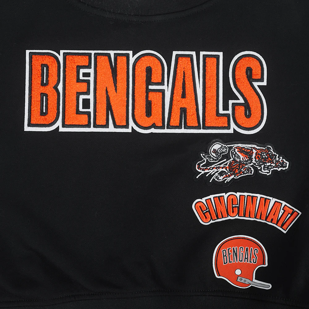 NFL CINCINNATI BENGALS RETRO CLASSIC BIG GIRLS  RIB FLEECE CREWNECK (BLACK/ORANGE) - Image 5