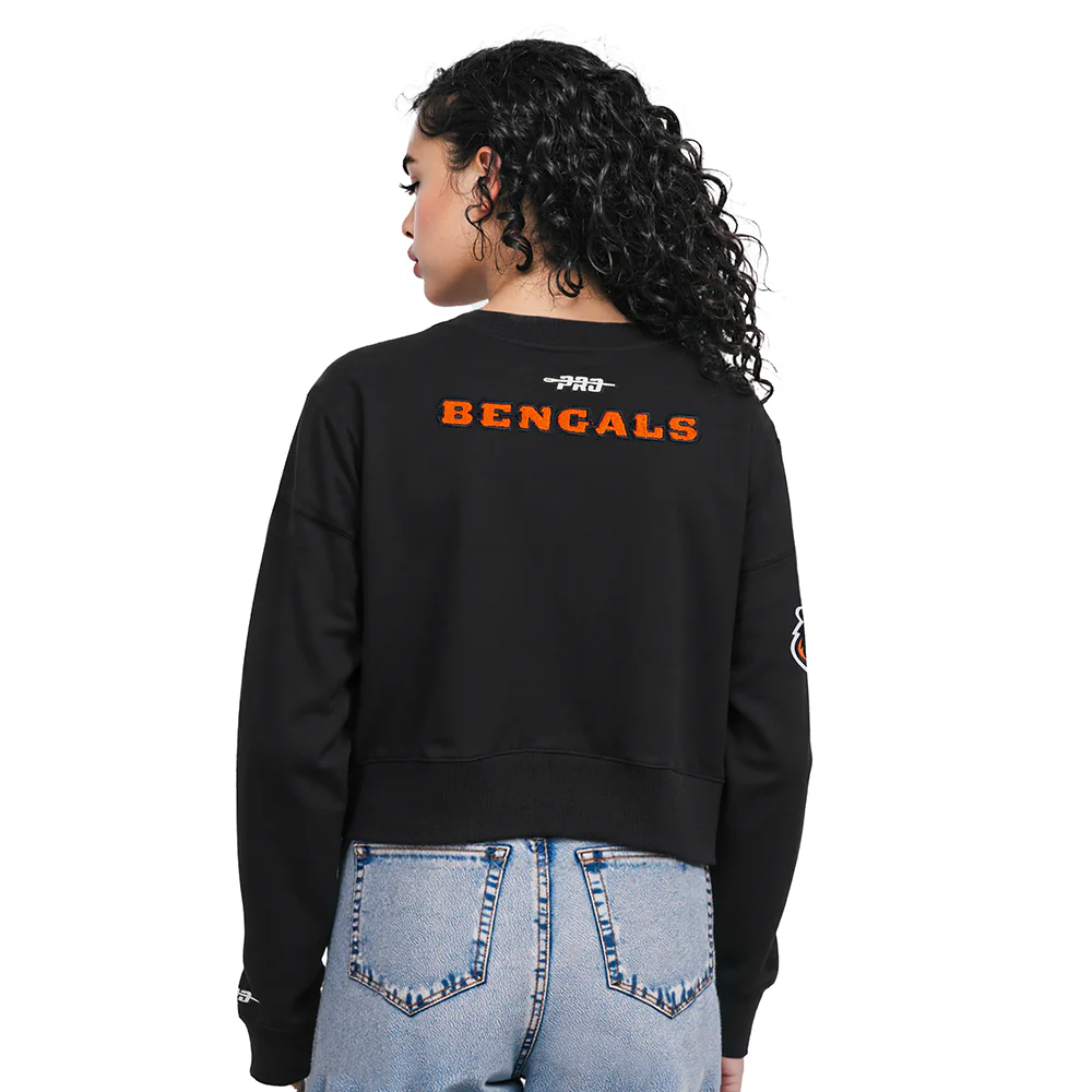 NFL CINCINNATI BENGALS JOE BURROW #9 CLASSIC PNN WOMEN'S FLC CREWNECK (BLACK) - Image 2