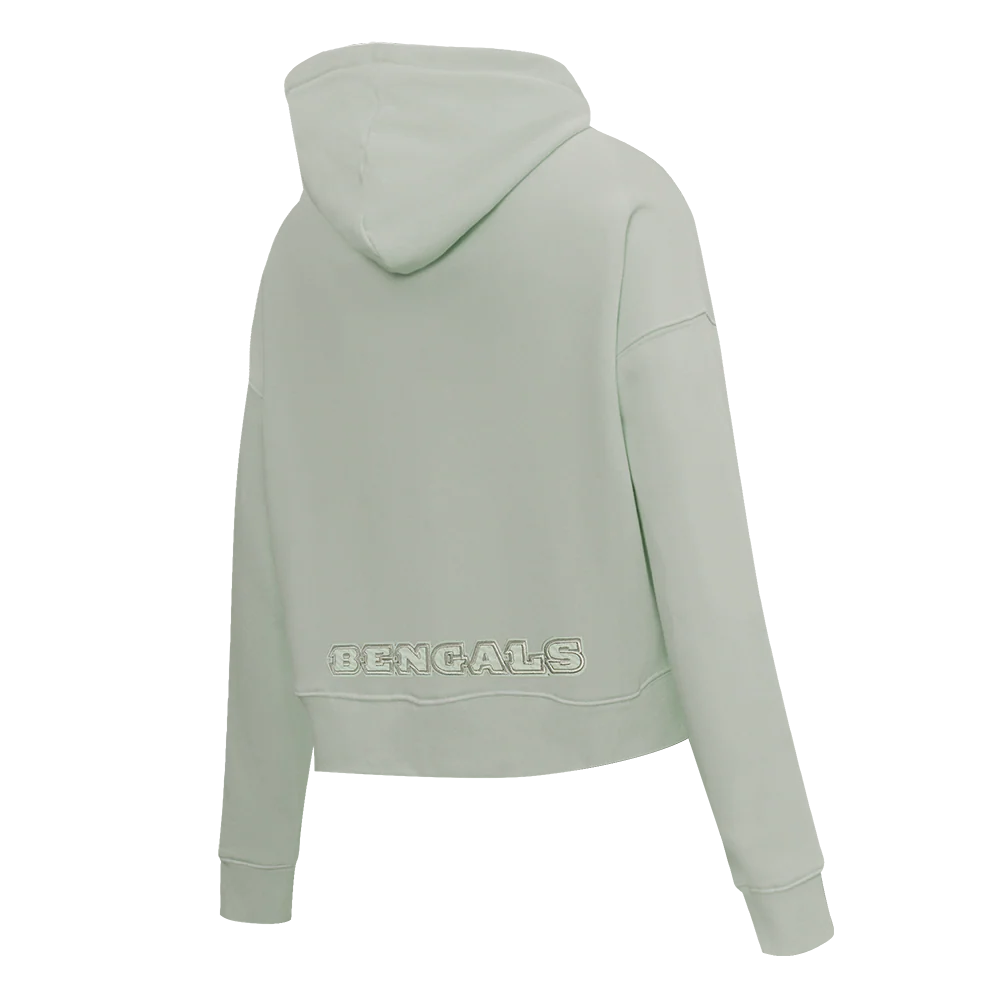 NFL CINCINNATI BENGALS NEUTRAL CROPPED FLEECE PULLOVER HOODIE (MOSS) - Image 4