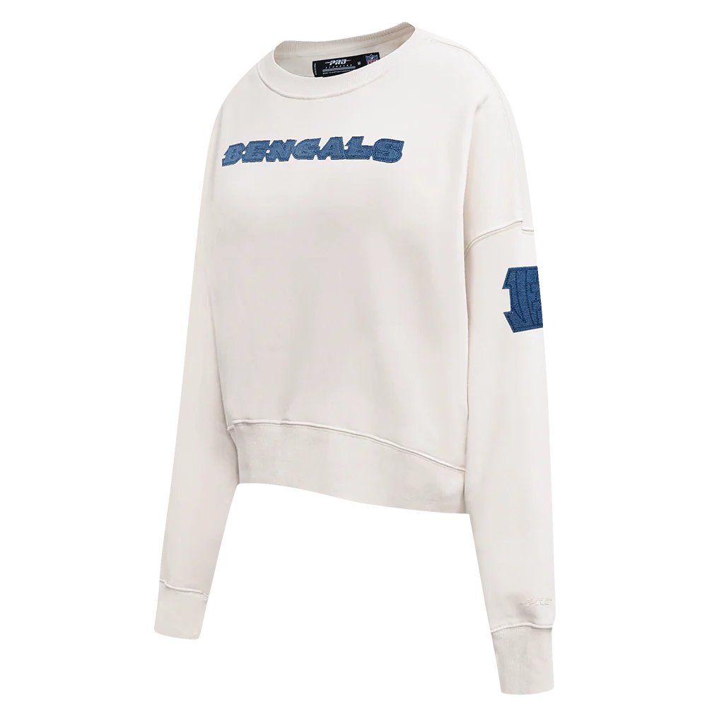 NFL CINCINNATI BENGALS VARSITY BLUES WOMEN'S FLC CREWNECK (LINEN) - Image 4