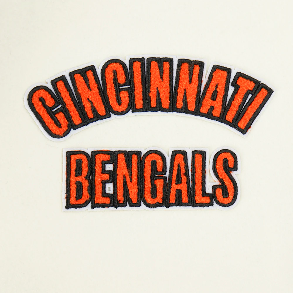 NFL CINCINNATI BENGALS RETRO CLASSIC WOMEN'S RIB WOOL VARSITY JACKET (EGGSHELL/ BLACK) - Image 11