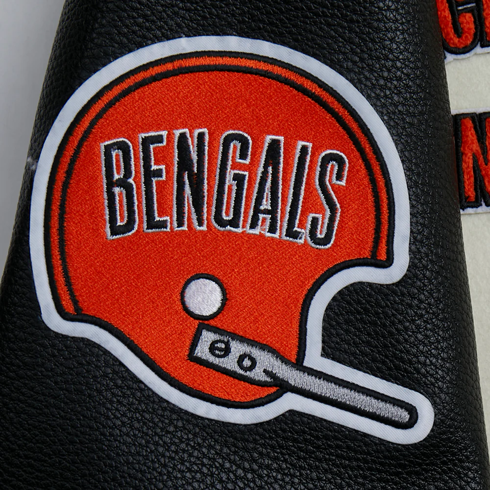 NFL CINCINNATI BENGALS RETRO CLASSIC WOMEN'S RIB WOOL VARSITY JACKET (EGGSHELL/ BLACK) - Image 19