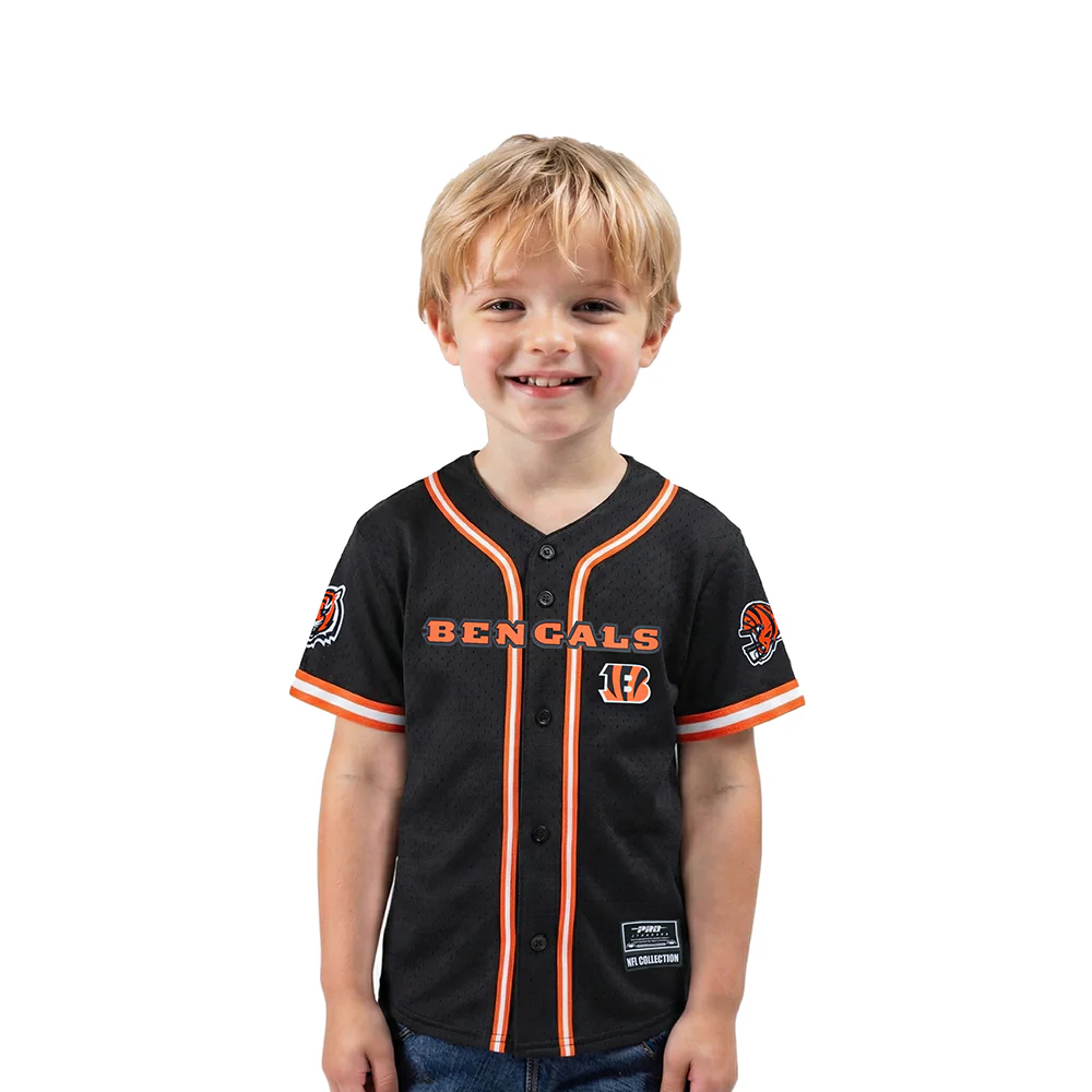 NFL CINCINNATI BENGALS CLASSIC TODDLER BOY'S MESH BUTTON DOWN SHIRT (BLACK/ORANGE)